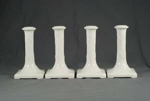 LJUSSTAKAR, 4 ST, JUGEND, GUSTAVSBERG, VITGLASERADE, HÖ 21 CM