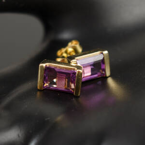 Ohrstecker 2 in 585- Gelbgold mit Amethysten