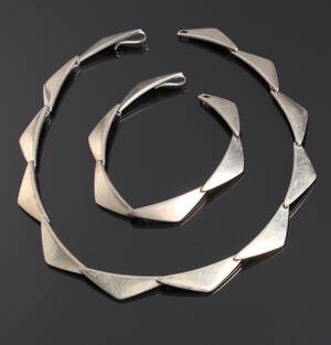 Hans Hansen. Peak Halskæde og armbånd, sterling sølv 2