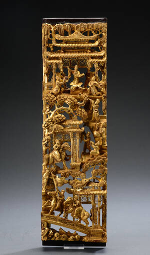 Kinesisk relief af udskåret træ, 1900-tallet