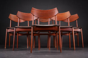 Funder-Schmidt  Madsen. Sæt på seks stole af teaktræ 6
