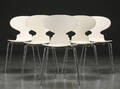 Arne Jacobsen. Sæt på seks stole, model 3101 Myren 6