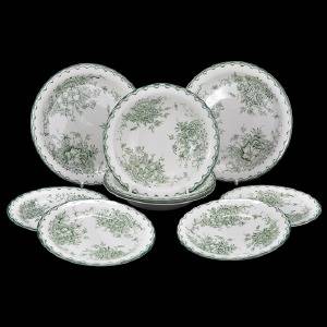 MATSERVISDELAR, 9 st, porslin, Grön Anna, Rörstrand