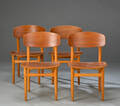 Børge Mogensen. Fire skalstole af teak og bøg model 122 4 