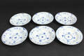 Royal Copenhagen. Musselmalet halvblonde, seks dybe frokosttallerkener 6