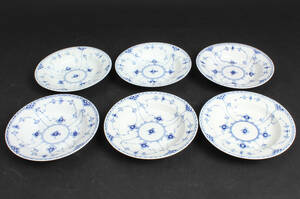 Royal Copenhagen. Musselmalet halvblonde, seks dybe frokosttallerkener 6