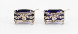 Saltkar ett par, silver, gustaviansk stil, Gewe, 1900-tal