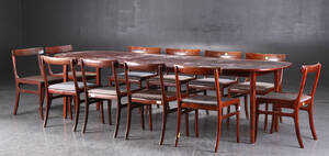 Ole Wanscher. Rungstedlund spisebord samt elleve stole af mahogni 14