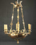 Lysekrone af patineret bronze, empire stil. Ca. 1900
