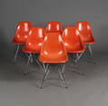 Charles Eames. Sæt på seks skalstole, model DSR 6