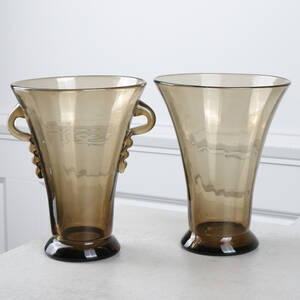 VASER, bruntonat glas, 1900-talets första hälft, 2st