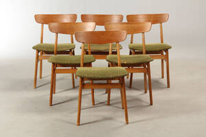 Dansk møbelproducent. Seks spisestole af teak 6