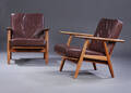 Hans J. Wegner. Et par hvilestole, Cigaren med stel af massivt egetræ, model GE-240. 2 