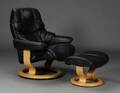 Stressless. Lænestol samt skammel, sort skind 2  