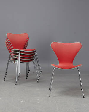 Arne Jacobsen, stolar 3107 Sjuan, 6 st 