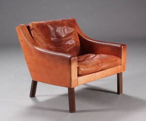 Poul M. Volther. Lænestol. 1960erne, original læder 