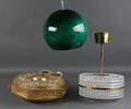 Tre pendler af glas og messing, ca. 1960erne  2000-tallet