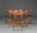 Dansk møbelproducent. Seks stole af teak og bøgetræ 6 