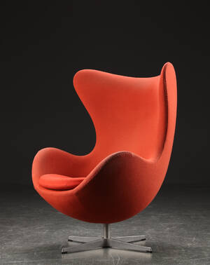 Arne Jacobsen. Lænestol Ægget, Hallingdal uld 