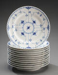 Royal Copenhagen, musselmalet, halvblonde, 12 tallerkner 12