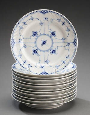 Royal Copenhagen, musselmalet, halvblonde, 12 tallerkner 12