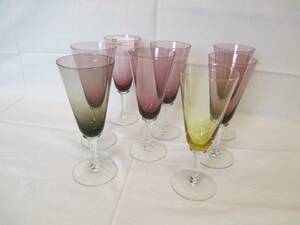 8 HÖGA FÄRGADE GLAS H 20 CM