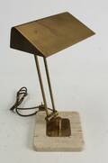 Bordlampe, messing travertin