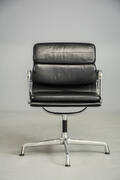 Eames, soft pad stol m. sort læder, EA 208