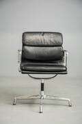 Eames, soft pad stol m. sort læder, EA 208
