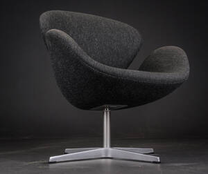 Arne Jacobsen. Lænestol Svanen, grå Hallingdal uld, model 3320
