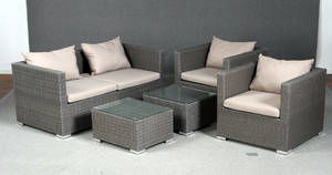Havemøbler. Loungemøblement, gråligt polyrattan 5