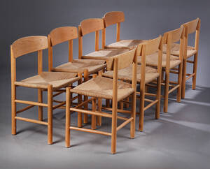 Børge Mogensen. Otte shakerstole af bøg , model J39 8