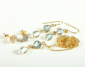 Akvamarin smykkesæt af forgyldt sterlingsølv 5