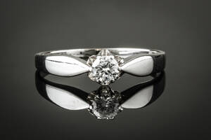 Brillantring af hvidguld 14 kt., solitaire, ca. 0.22 ct.