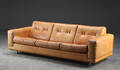 Tre-pers. sofa, cognacfarvet læder, skandinavisk design