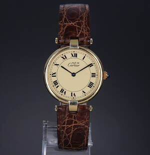 Cartier Vermeil Ronde. Midsize dameur i kasse af forgyldt sterlingsølv, 1990erne 