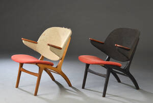 Dansk møbelproducent. Par lænestole, teak og bøg 2