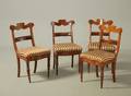 Sæt på fire salonstole i elmetræ, 1800-tallets slutning 4