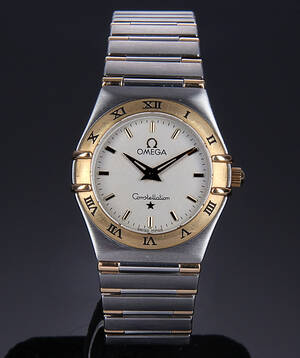 Omega Constellation. Dameur i 18 kt. guld og stål med lys skive, ca. 1998 Denne vare er sat til omsalg under nyt varenummer 4272208