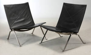 Poul Kjærholm, lænestole, model PK22, sort læder 2