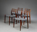 Niels O. Møller. Sæt på fire stole af palisander, model 78 4 
