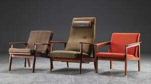 Tre lænestole, eg, bøg og teak, 1950erne 3