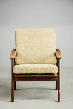 Lænestol teak og uld