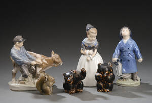 En samling figurer af porcelæn Royal Copenhagen bestående af  6.