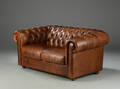 Chesterfield-stil, to-personers sofa i læder