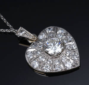 Vintage halskæde med diamanter af guld og platin, i alt 1.71 ct