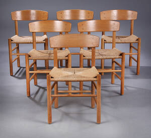 Børge Mogensen. Seks shakerstole af eg, model J39 6