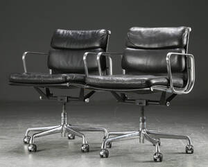 Charles Eames. Par Soft Pad kontorstole, sort læder 2