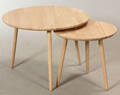 To cirkelformede sofaindskudsborde, ubehandlet eg 2