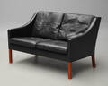 Børge Mogensen 2-pers. sofa med sort læder, model 2208 